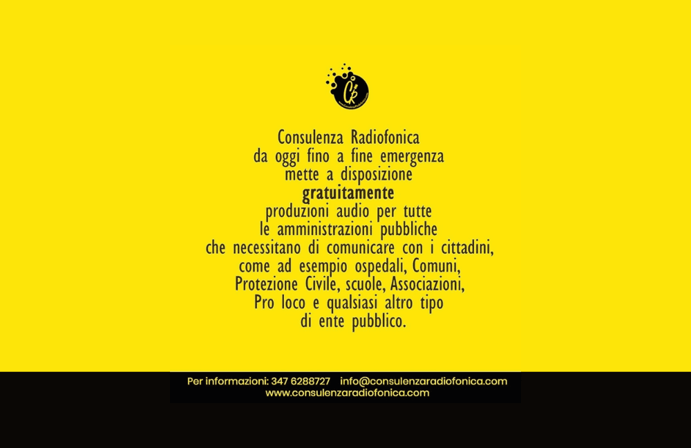 produzioni audio di consulenza radiofonica gratis per emergenza coronavirus
